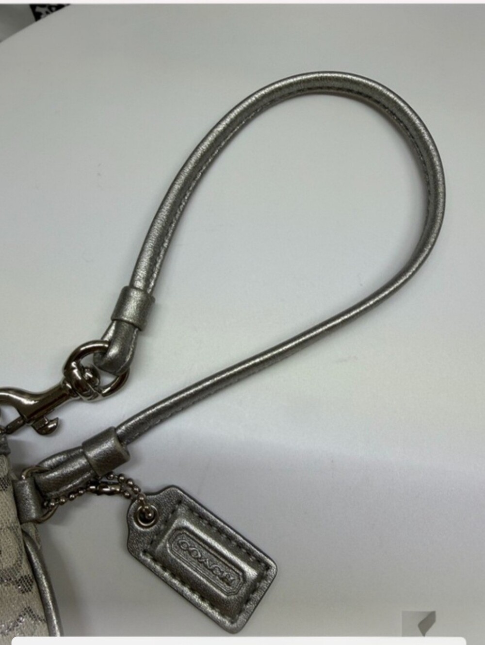 Coach Metallic Silver Signature Wristlet - Picture 4 of 8